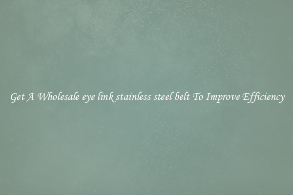 Get A Wholesale eye link stainless steel belt To Improve Efficiency