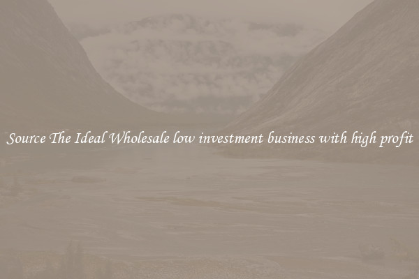 Source The Ideal Wholesale low investment business with high profit