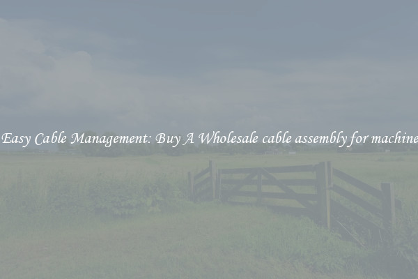 Easy Cable Management: Buy A Wholesale cable assembly for machine